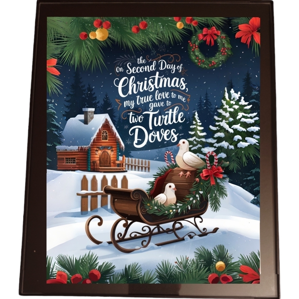On the Second Day of Christmas In A Frame 8x10 A.I. Art Print - Picture 1 of 3